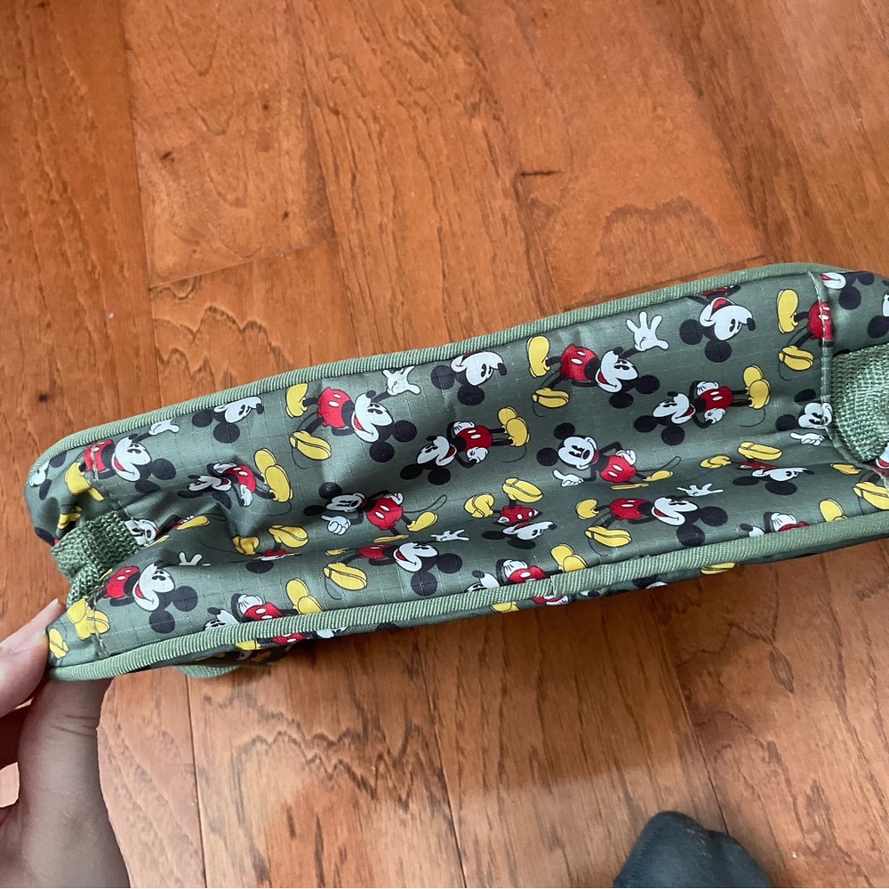 Mickey Mouse Olive Green Square Shoulder Bag Zip Closure Disney Parks Character - Picture 5 of 6